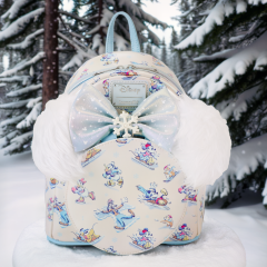 Loungefly: Disney Mickey and Friends Winter Wonderland AOP Mini Backpack with Headband Preorder