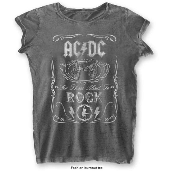 AC/DC: Cannon Swig (Burnout) - Ladies Charcoal Grey T-Shirt