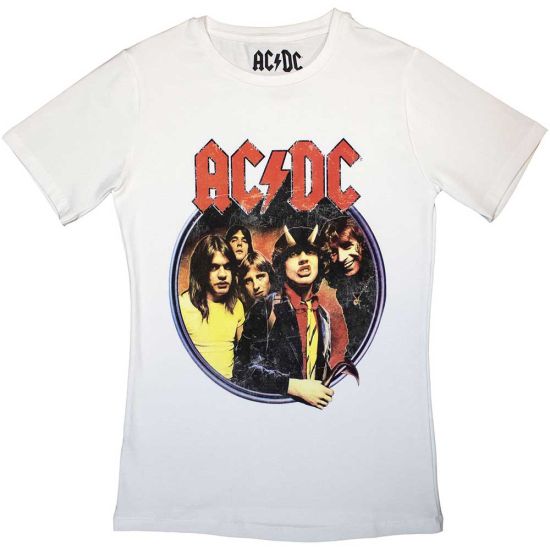 AC/DC: Highway To Hell Circle - Ladies White T-Shirt