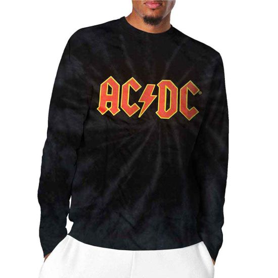 AC/DC: Logo (Dip Dye, Dye Wash) - Black Long Sleeve T-Shirt