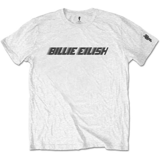 Billie Eilish: Black Racer Logo (Sleeve Print) - White T-Shirt