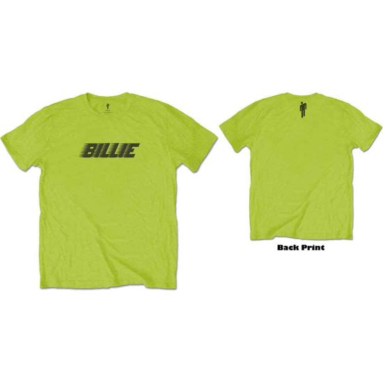 Billie Eilish: Racer Logo & Blohsh (Back Print) - Lime Green T-Shirt