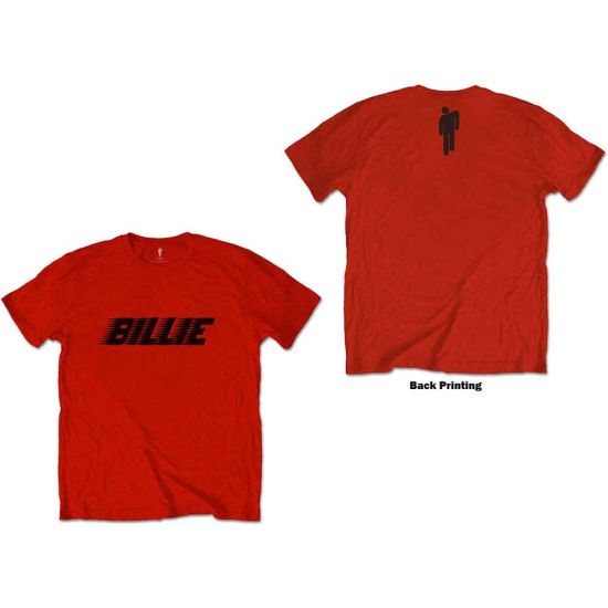 Billie Eilish: Racer Logo & Blohsh (Back Print) - Red T-Shirt