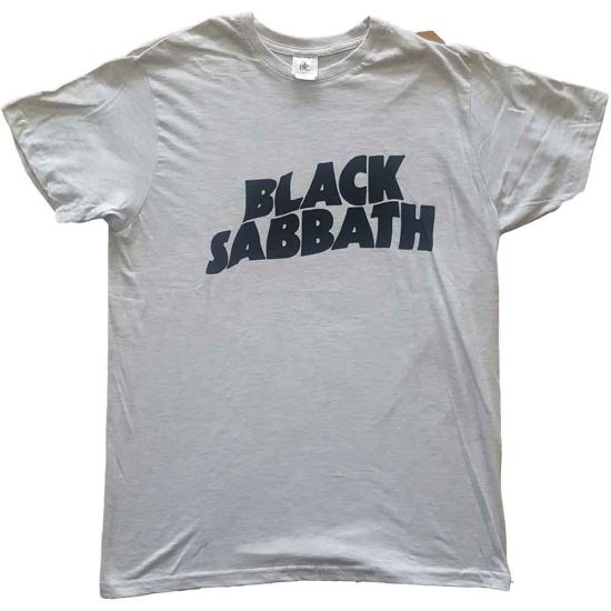 Black Sabbath: Black Wavy Logo - Grey T-Shirt