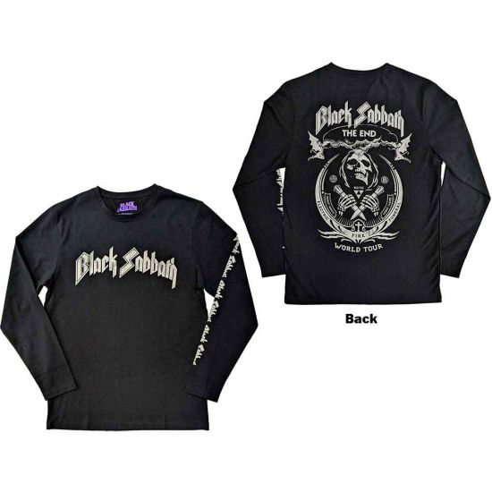 Black Sabbath: The End Mushroom Cloud (Back Print, Sleeve Print) - Black Long Sleeve T-Shirt