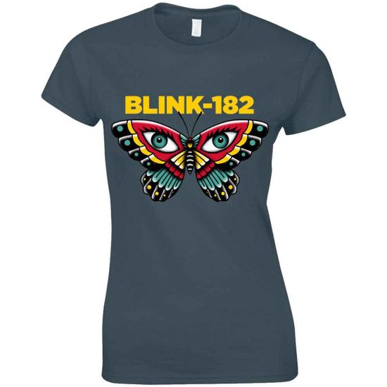 Blink-182: Butterfly - Ladies Heather Navy T-Shirt