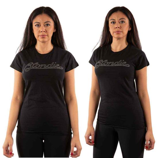 Blondie: Logo (Embellished) - Ladies Black T-Shirt