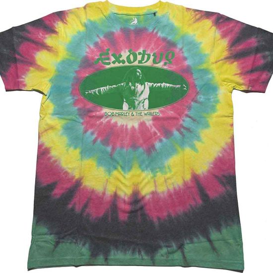 Bob Marley: Exodus Oval (Dye Wash) - Multicolour T-Shirt