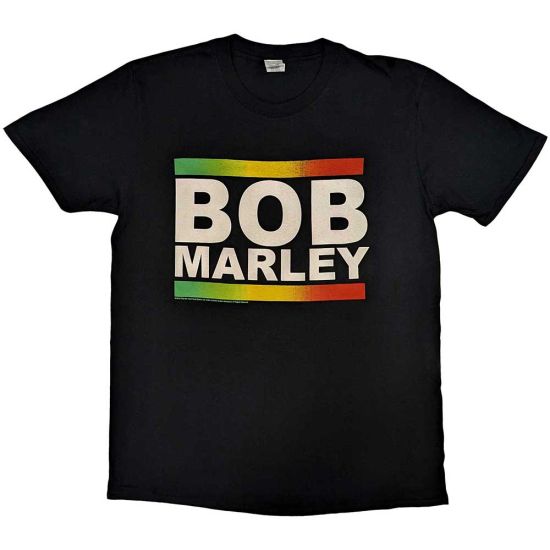 Bob Marley: Rasta Band Block - Black T-Shirt