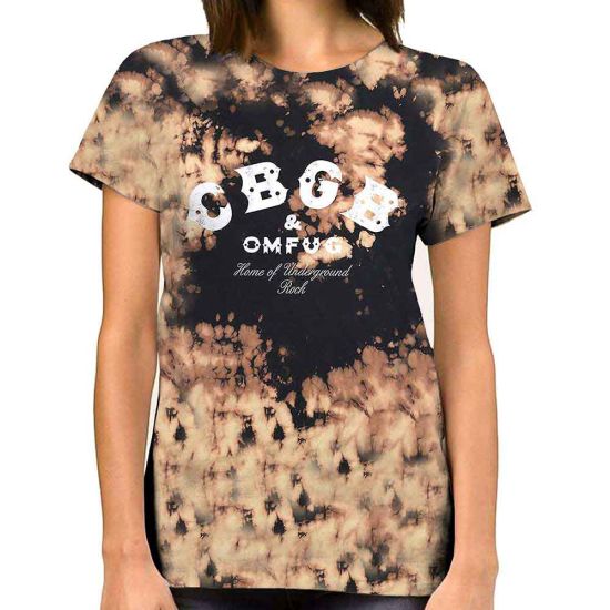CBGB: Classic Logo (Dip Dye, Dye Wash) - Dip Dye Tan And Black T-Shirt