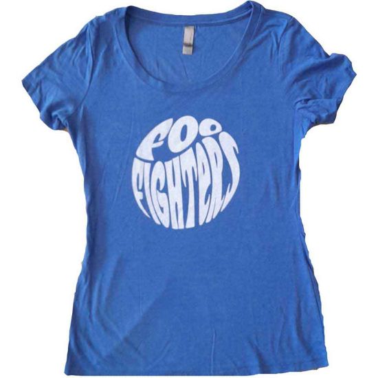 Foo Fighters: 70s Logo - Ladies Blue T-Shirt