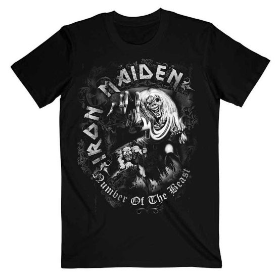 Iron Maiden: Number Of The Beast Grey Tone - Black T-Shirt