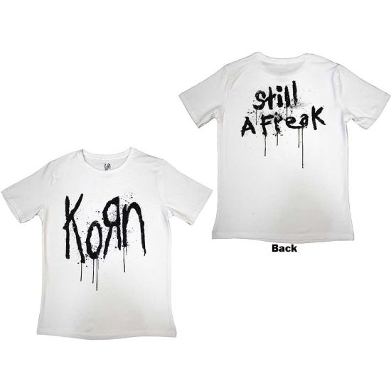 Korn: Still A Freak (Back Print) - Ladies White T-Shirt