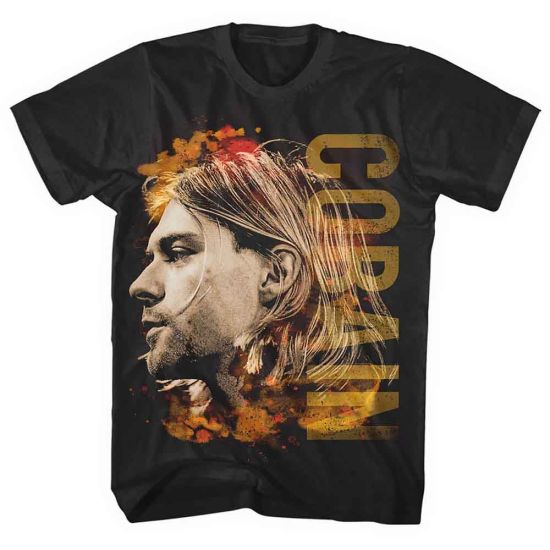 Kurt Cobain: Coloured Side View - Black T-Shirt