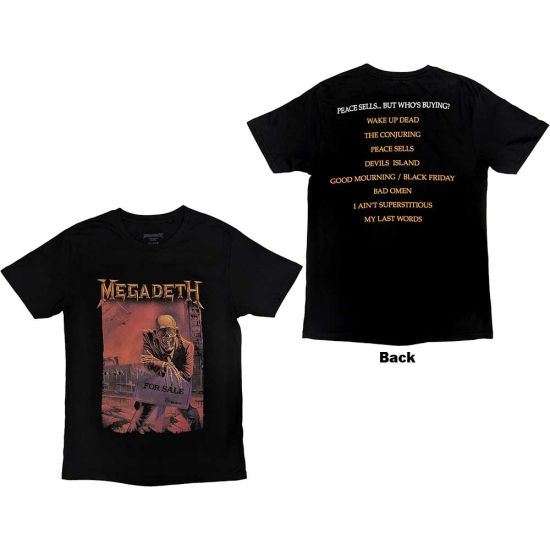 Megadeth: Peace Sells Album Cover (Back Print) - Black T-Shirt