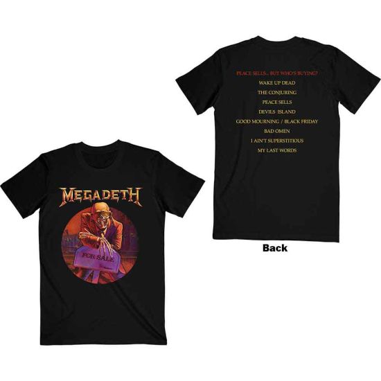 Megadeth: Peace Sells… Track list (Back Print) - Black T-Shirt