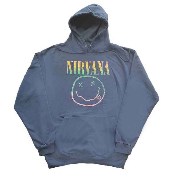 Nirvana: Sorbet Ray Happy Face - Turquoise Blue Pullover Hoodie