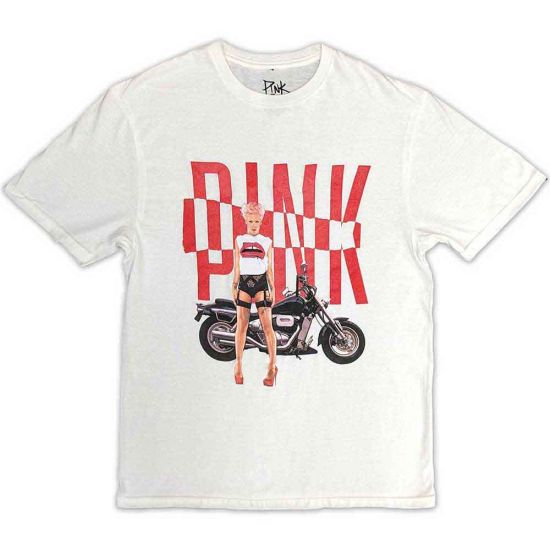 Pink: Motorbike - White T-Shirt