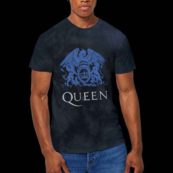 Queen: Blue Crest (Dip Dye, Dye Wash) - Dip-dye On Black T-Shirt