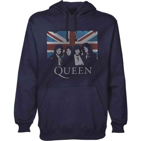 Queen: Union Jack - Navy Blue Pullover Hoodie