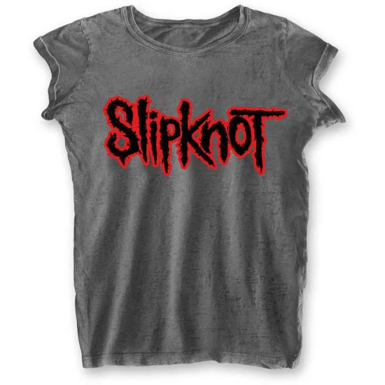 Slipknot: Logo (Burnout) - Ladies Charcoal Grey T-Shirt