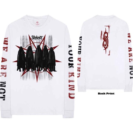 Slipknot: Shrouded Group (Back Print, Sleeve Print) - White T-Shirt