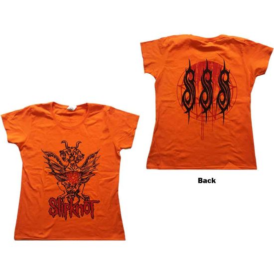 Slipknot: Winged Devil (Back Print) - Orange Ladies T-Shirt
