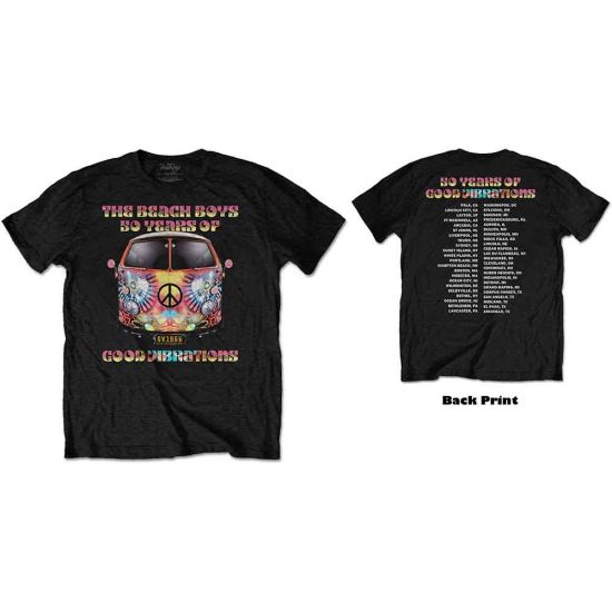 The Beach Boys: Good Vibes Tour (Back Print) - Black T-Shirt