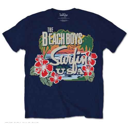 The Beach Boys: Surfin USA Tropical - Navy Blue T-Shirt
