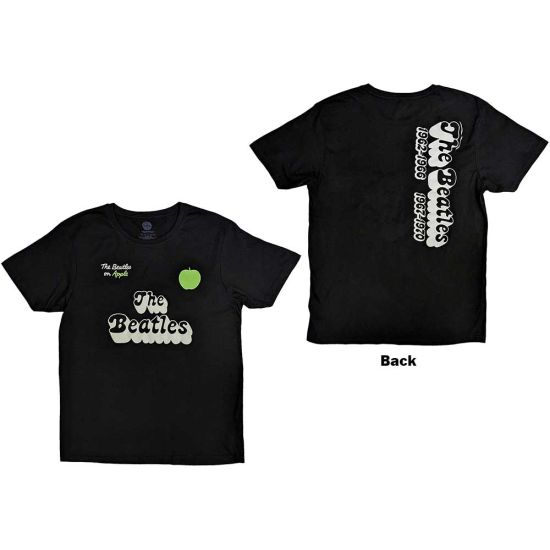 The Beatles: 70s Logo & Years (Back Print) - Black T-Shirt