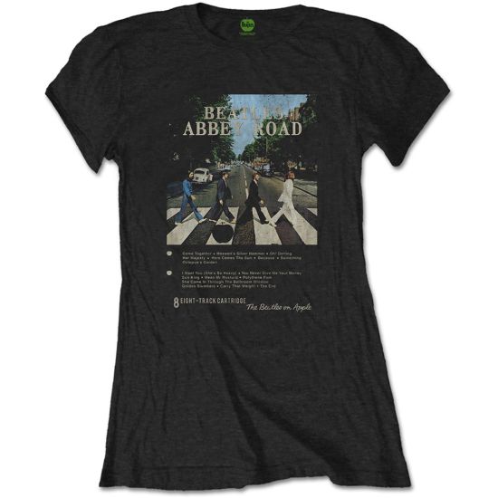 The Beatles: Abbey Road 8 Track - Ladies Black T-Shirt