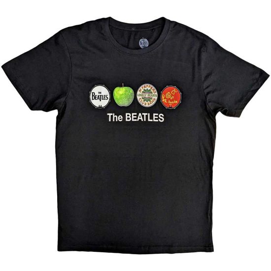 The Beatles: Apple & Drums - Black T-Shirt