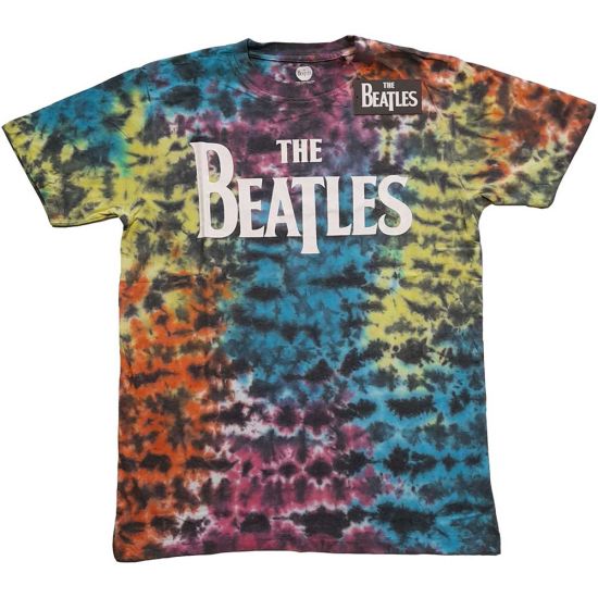 The Beatles: Drop T Logo (Dip Dye, Dye Wash) - Dip-dye On Grey T-Shirt