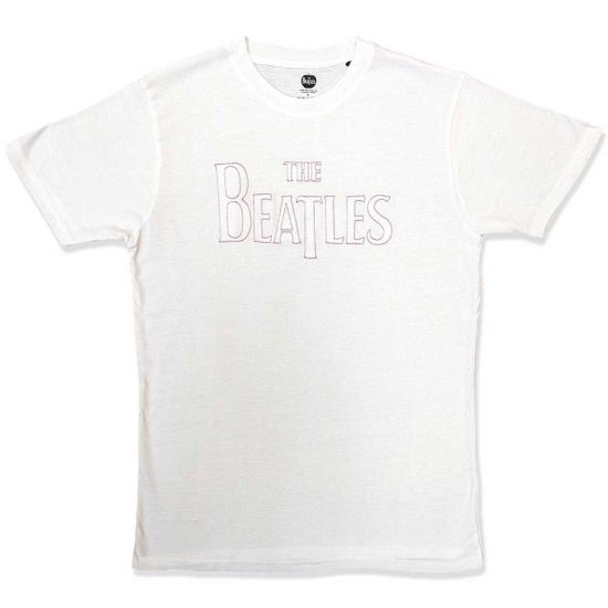 The Beatles: Drop T Logo (Embellished) - White T-Shirt