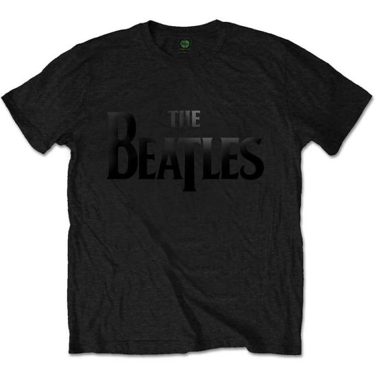 The Beatles: Drop T Logo (Gloss Print) - Black T-Shirt