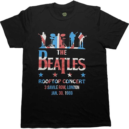 The Beatles: Drop T Rooftop Flag - Black T-Shirt