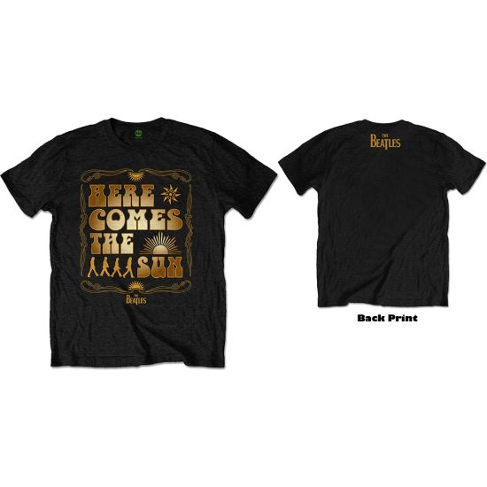 The Beatles: Here Comes The Sun (Back Print) - Black T-Shirt