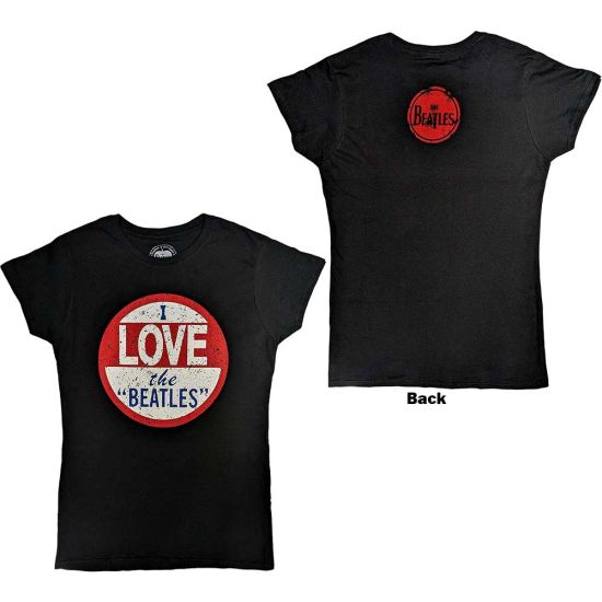 The Beatles: I Love The Beatles (Back Print) - Ladies Black T-Shirt