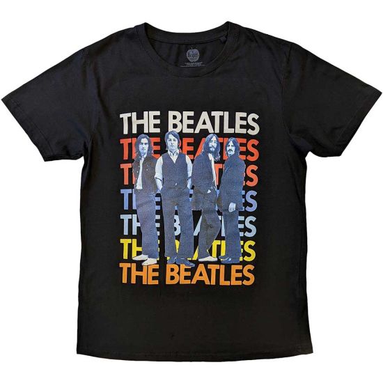 The Beatles: Iconic Multicolour - Black T-Shirt