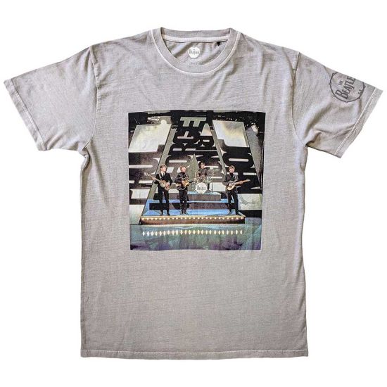 The Beatles: On Stage (Sleeve Print) - Grey T-Shirt
