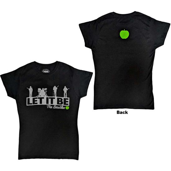 The Beatles: Rooftop (Back Print) - Ladies Black T-Shirt