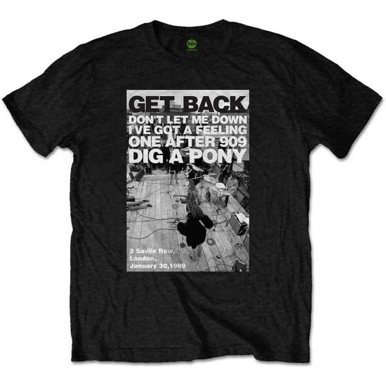 The Beatles: Rooftop Shot - Black T-Shirt