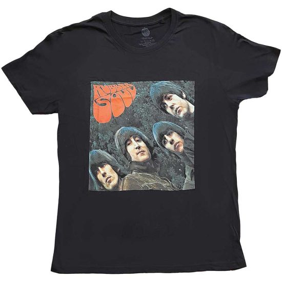 The Beatles: Rubber Soul Album Cover - Ladies Black T-Shirt