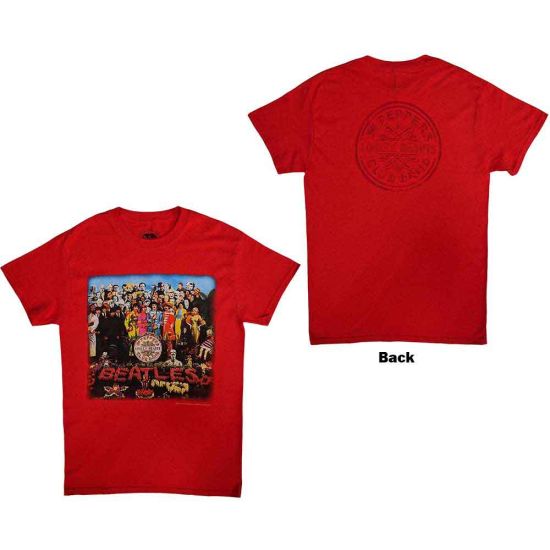 The Beatles: Sgt Pepper (Back Print) - Scarlet Red T-Shirt