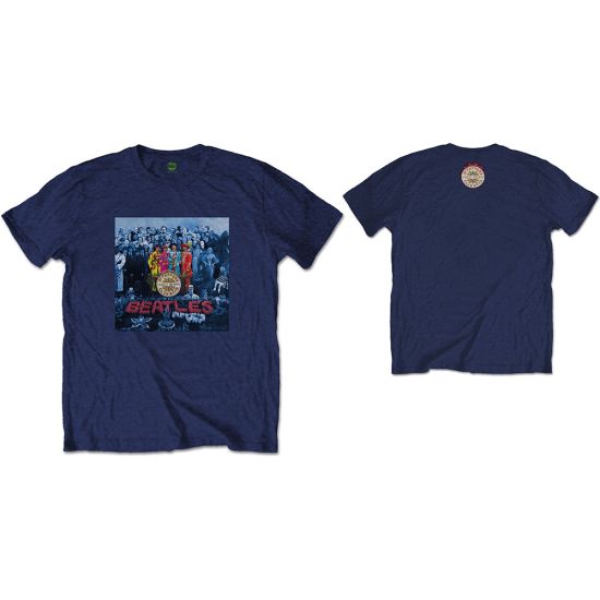 The Beatles: Sgt Pepper Blue (Back Print) - Navy Blue T-Shirt