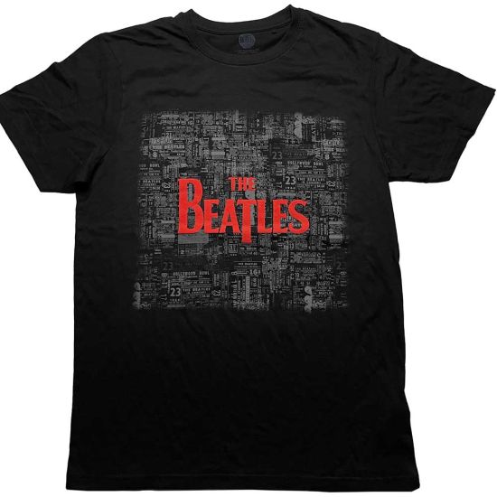 The Beatles: Tickets & Logo (Hi-Build, Puff Print) - Black T-Shirt