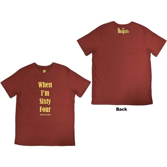 The Beatles: When I'm Sixty Four (Back Print) - Red T-Shirt