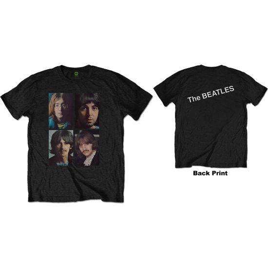 The Beatles: White Album Faces (Back Print) - Black T-Shirt