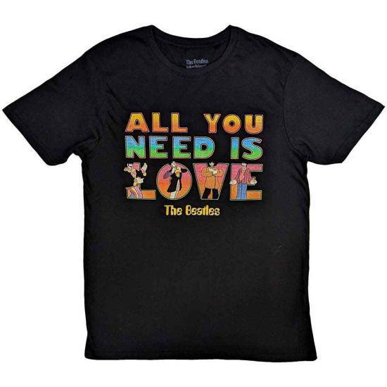 The Beatles: Yellow Submarine All You Need Is Love Stacked - Black T-Shirt
