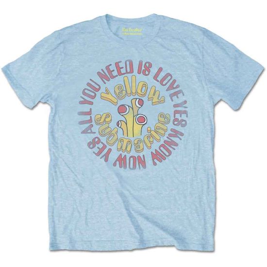 The Beatles: Yellow Submarine AYNIL Circle Vintage - Light Blue T-Shirt